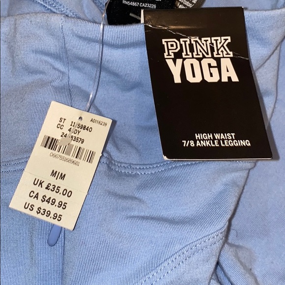 PINK - baby blue yoga pants - Picture 2 of 3